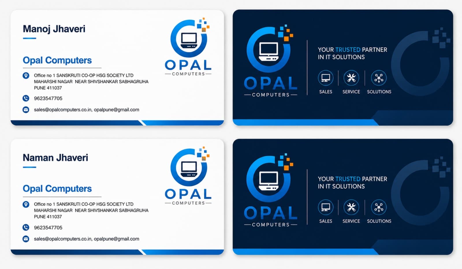 Opal Computers Verified Business Card - Manoj Jhaveri & Naman Jhaveri